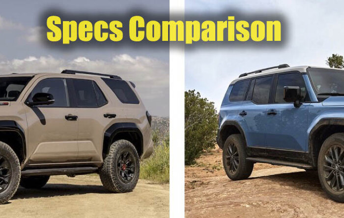 Land Cruiser vs. New 4Runner specs compared -- size / dimension, powertrain, towing, ground clearance